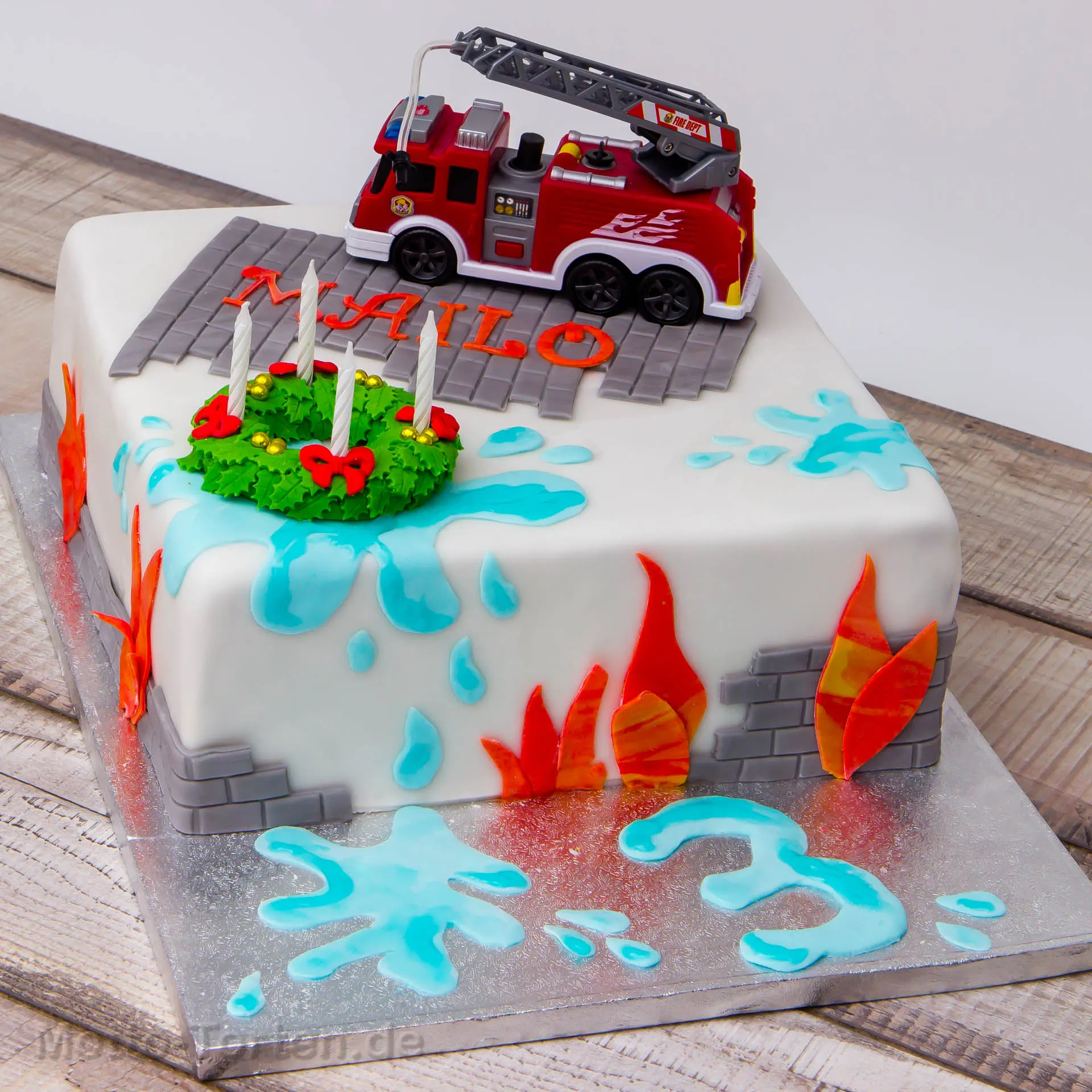 Geburtstagstorte mit Feuerwehr-Motiv
