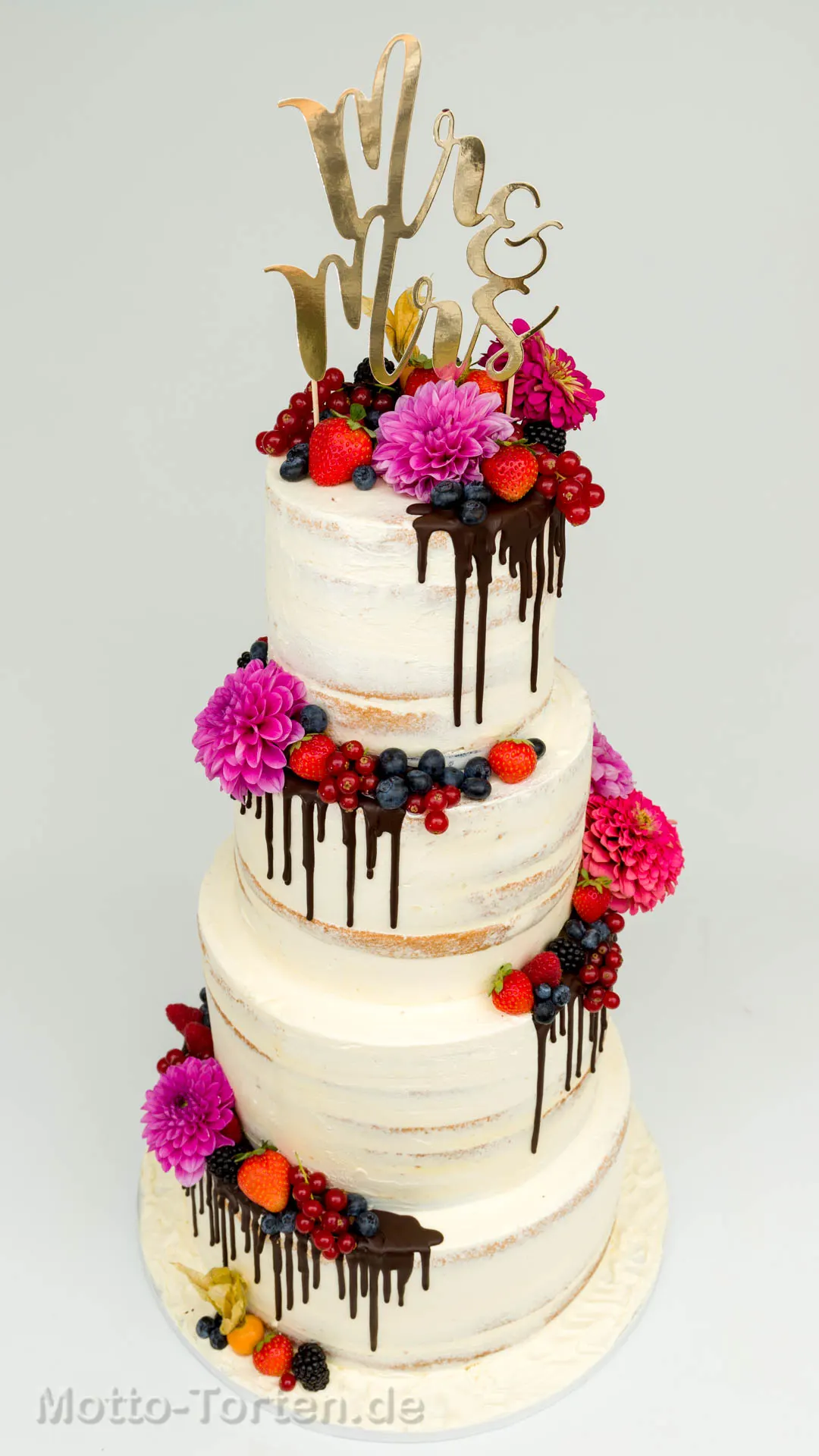 Hochzeitstorte mit Drip ohne Fondant