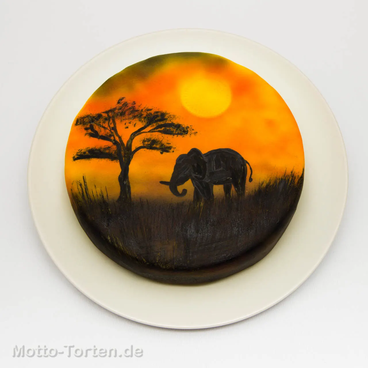 Afrikanischer Sonnenuntergang als Torte
